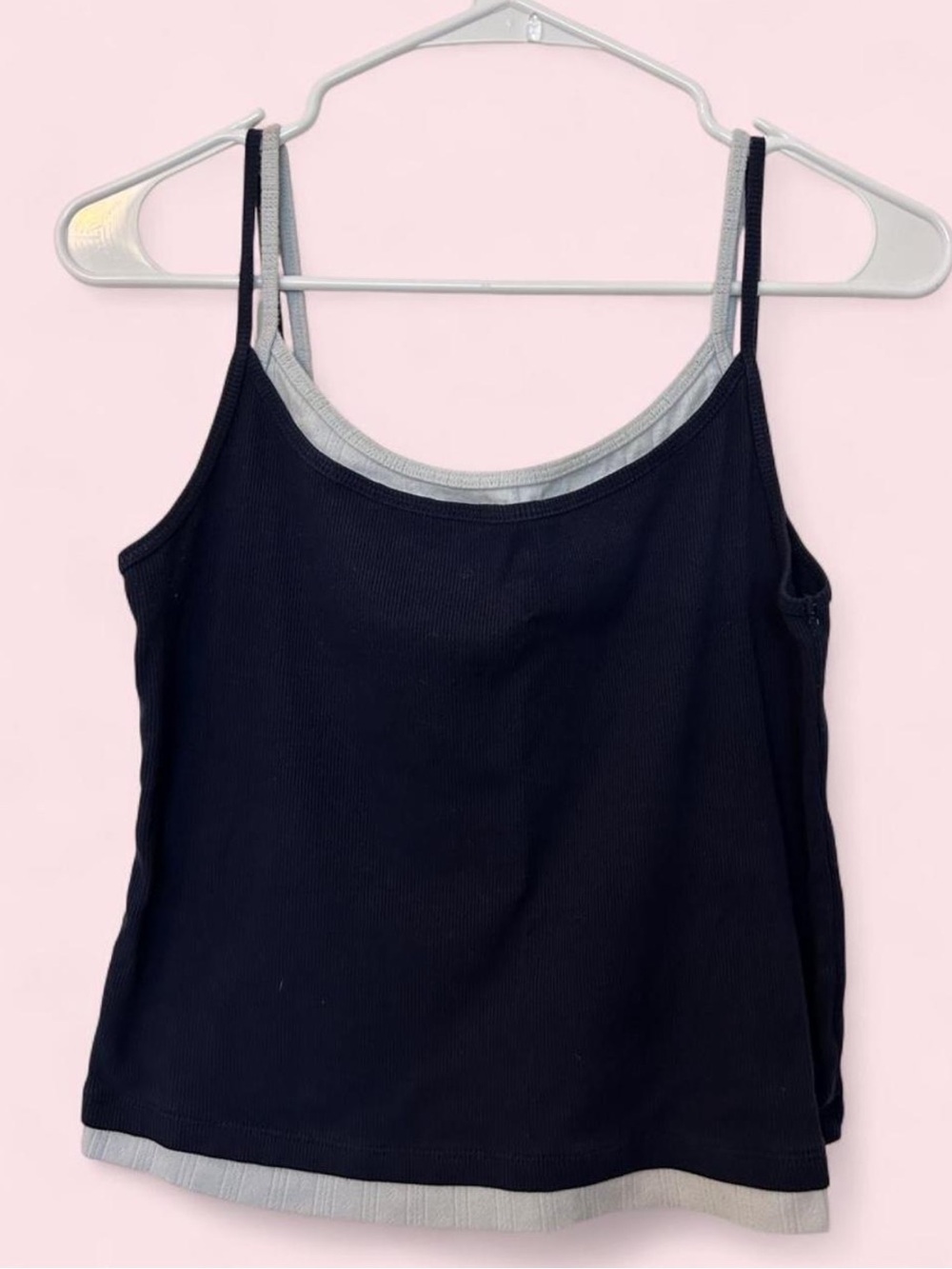wild fable Black Double-Strap Layered Cami with Gray Trim